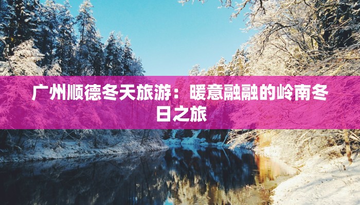 广州顺德冬天旅游：暖意融融的岭南冬日之旅
