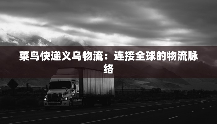 菜鸟快递义乌物流：连接全球的物流脉络
