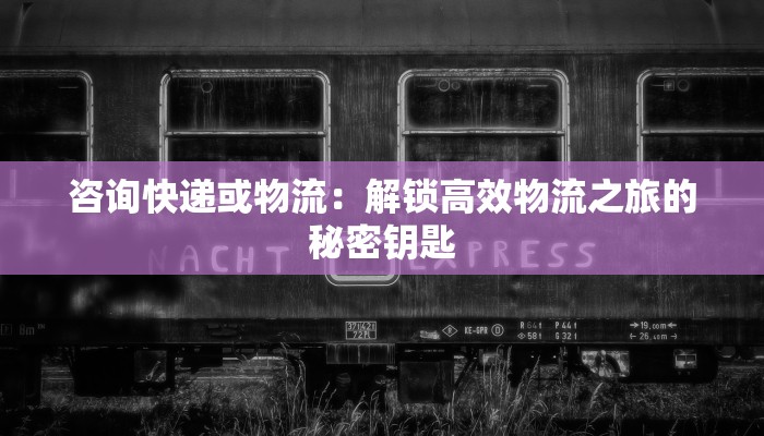咨询快递或物流:解锁高效物流之旅的秘密钥匙