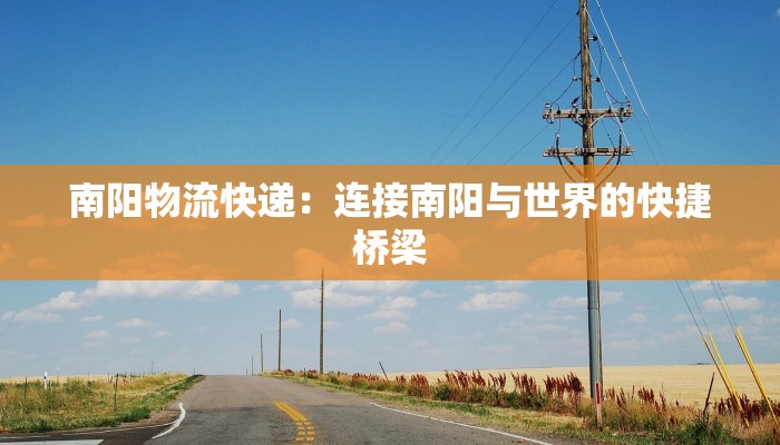 南阳物流快递:连接南阳与世界的快捷桥梁 南阳物流快递:连接南阳与世界的快捷桥梁