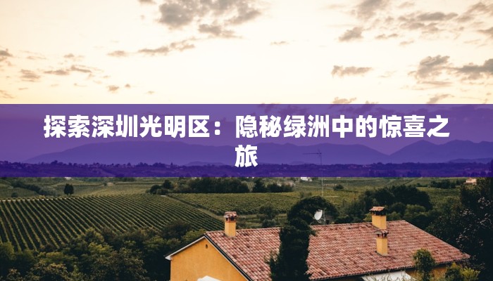 探索深圳光明区:隐秘绿洲中的惊喜之旅
