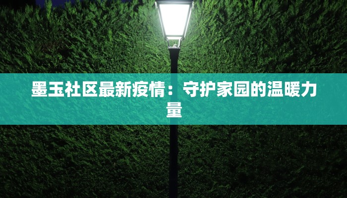 墨玉社区最新疫情：守护家园的温暖力量