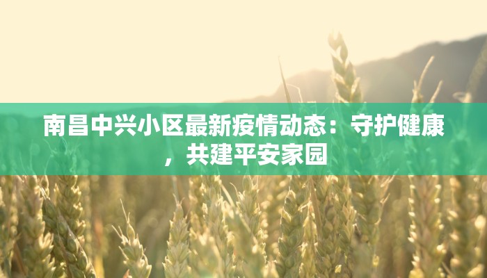 南昌中兴小区最新疫情动态：守护健康，共建平安家园